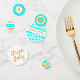 Beach Baby Aqua White Peach Party Matching Set Confetti