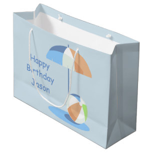 Beach Baby Boy Birthday LGB Large Gift Bag