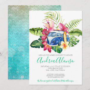 Beach Baby Boy Tropical Baby Shower Invitation