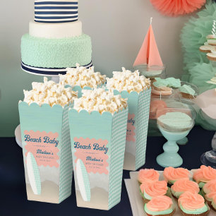 Beach Baby on Board Gingham Baby Shower Popcorn Favour Box