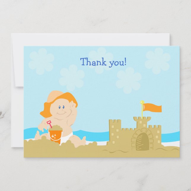 Beach Baby Orange Neutral Flat Card Thank you note (Front)