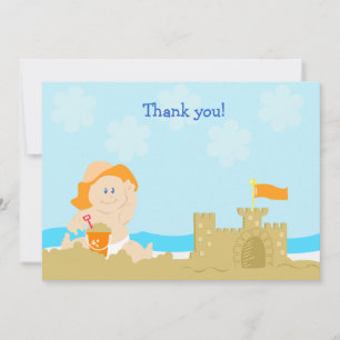 Beach Baby Orange Neutral Flat Card Thank you note