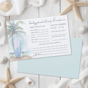 Beach Baby Shower Advice Predictions Card