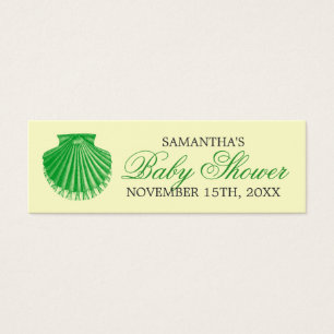 Beach Baby Shower Favour Tag Scallop Shell Green