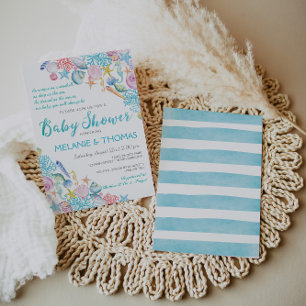 Beach Baby Shower Invitation, Nautical Sea Shell Invitation