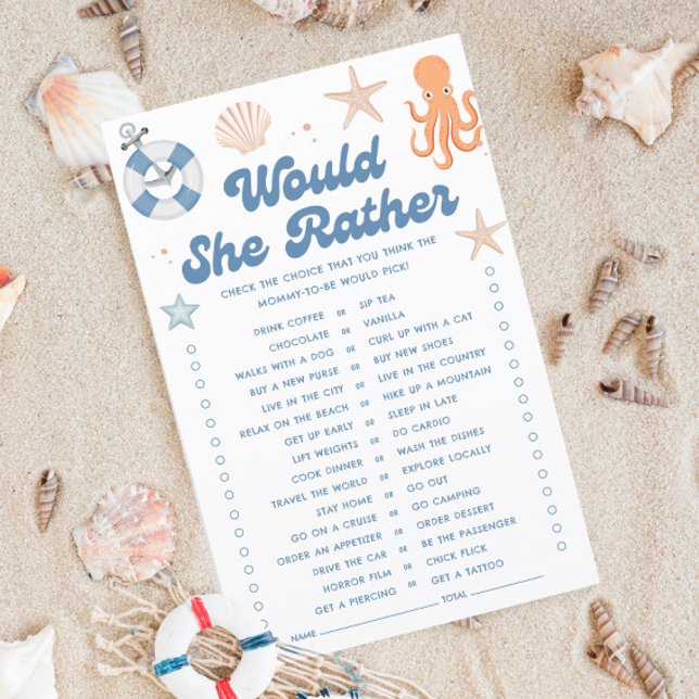 Beach Baby Shower Would She Rather Game (Creator Uploaded)