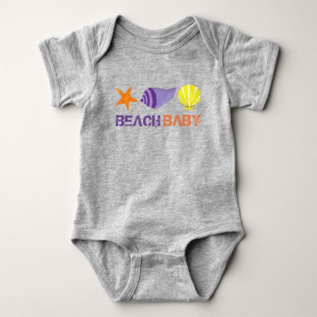 BEACH BABY Vacation Starfish Sea Shell Seashell Bodysuit (Front)