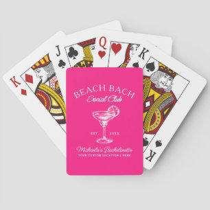 Beach Bach Bachelorette Pink Cocktail Party Custom Playing Cards