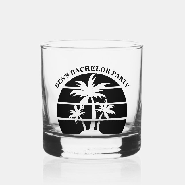 Beach Bachelor Party Island Wedding Groomsmen Whiskey Glass (Front)