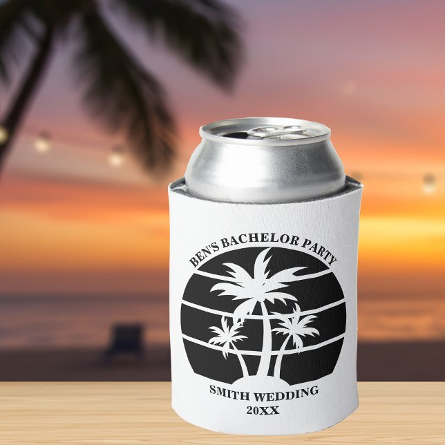 Beach Bachelor Party Island Wedding Personalised Can Cooler (Creator Uploaded)