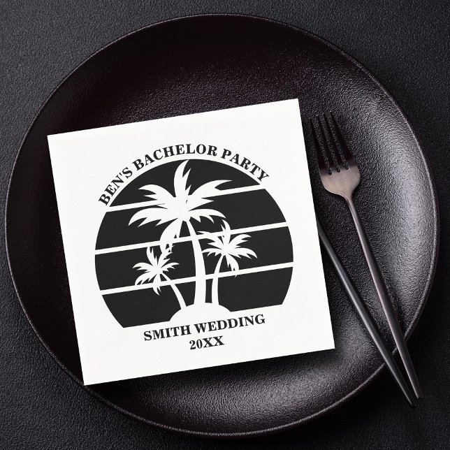 Beach Bachelor Party Island Wedding Personalised Napkin (Creator Uploaded)