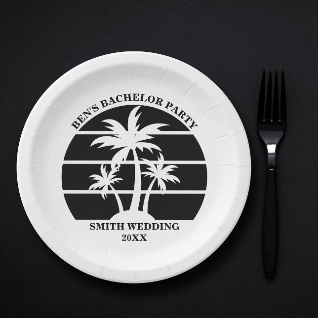 Beach Bachelor Party Island Wedding Personalised Paper Plate (Creator Uploaded)