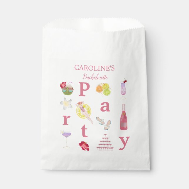 Beach Bachelorette Bash Bridal Shower Welcome Sign Favour Bags (Front)