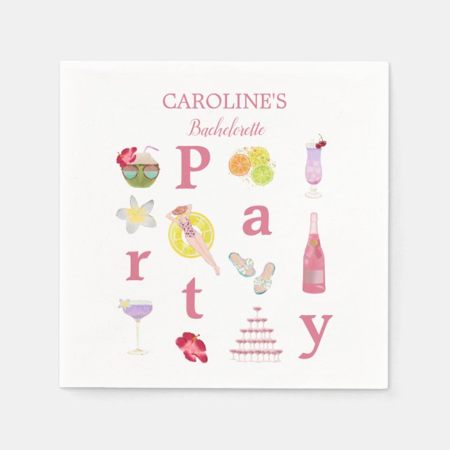 Beach Bachelorette Bash Bridal Shower Welcome Sign Napkin (Front)