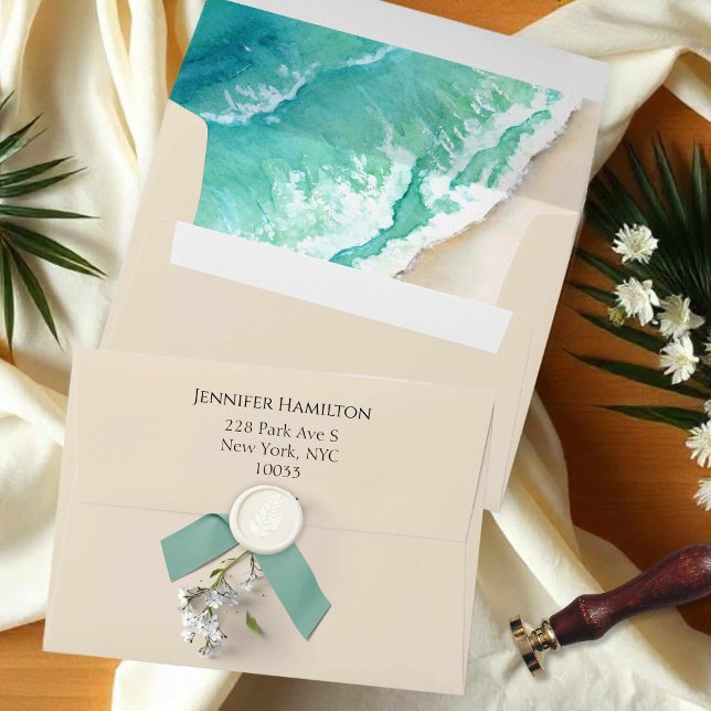 Beach Bachelorette Envelopes | Watercolor Tropical (Creator Uploaded)