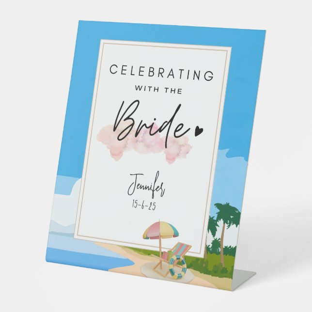 Beach Bachelorette | Hens Party customised  Pedestal Sign (Front)