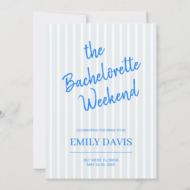 Beach Bachelorette Invitation, Bach Party Weekend  Invitation (Front)
