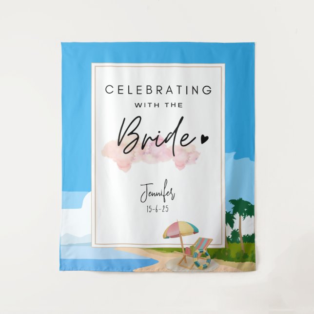 Beach Bachelorette Party backdrop banner Tapestry (Front)