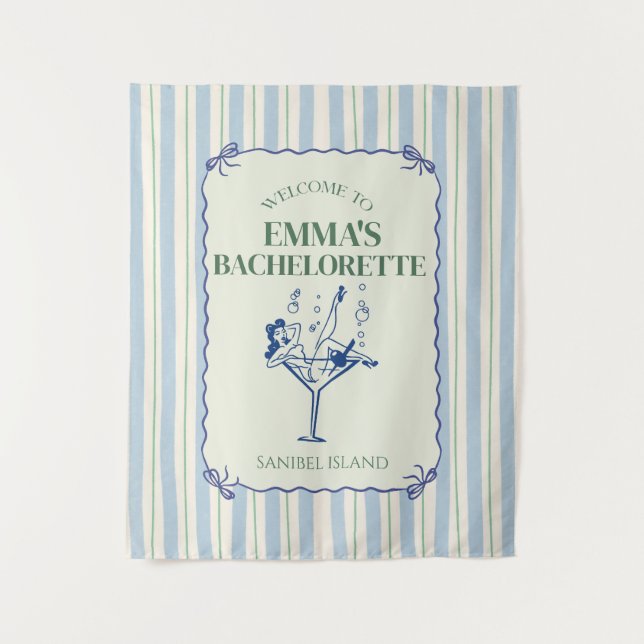 Beach Bachelorette Party Banner Decor Tapestry (Front)