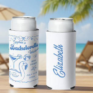 Beach Bachelorette Party Blue Seltzer Can Cooler
