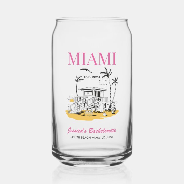 Beach Bachelorette Party Bridesmaid Custom Text Can Glass (Front)