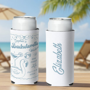 Beach Bachelorette Party Dusty Blue Seltzer Can Cooler