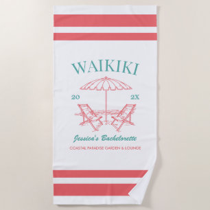 Beach Bachelorette Party Favour Personalised Text Beach Towel