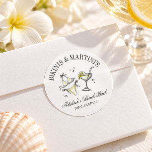Beach Bachelorette Party Favour Social Club Classic Round Sticker