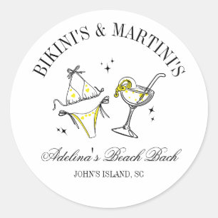 Beach Bachelorette Party Favour Social Club Classic Round Sticker