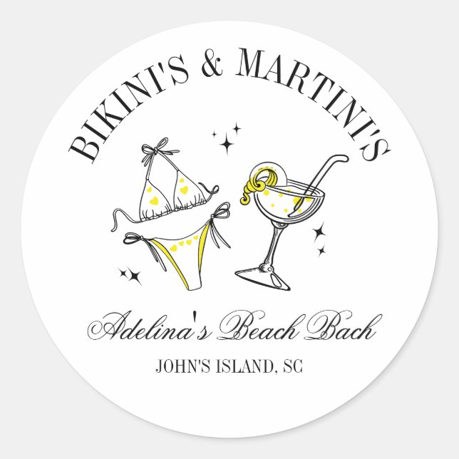 Beach Bachelorette Party Favour Social Club  Classic Round Sticker (Front)