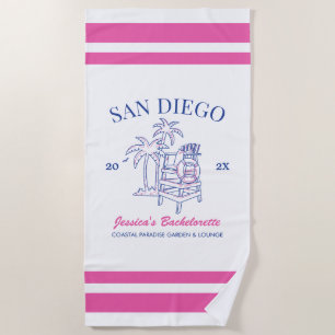 Beach Bachelorette Party Favour Vintage Gift Custo Towel