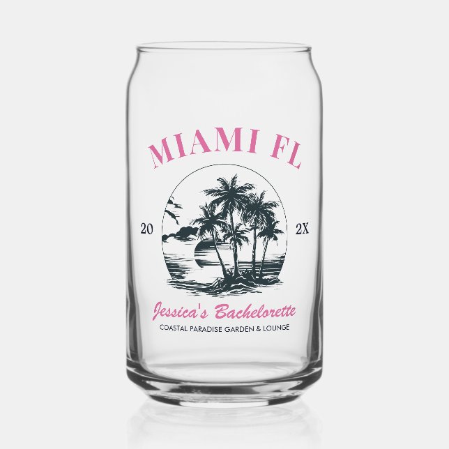 Beach Bachelorette Party Girls Weekend Trip Custom Can Glass (Front)