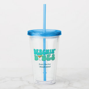 Beach Bachelorette Party Groovy Beachin Babes Acrylic Tumbler