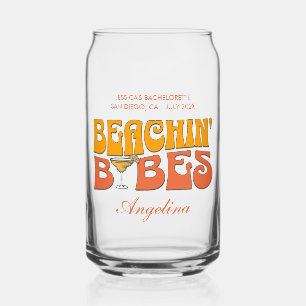 Beach Bachelorette Party Groovy Beachin Babes Can Glass