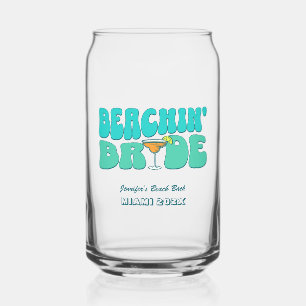 Beach Bachelorette Party Groovy Beachin Bride Can Glass