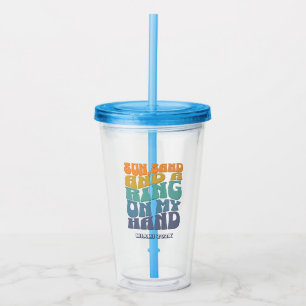 Beach Bachelorette Party Groovy Retro Beach Bride Acrylic Tumbler