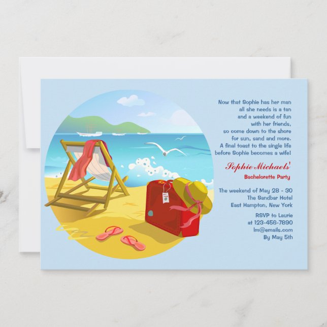 Beach Bachelorette Party Invitation (Front)