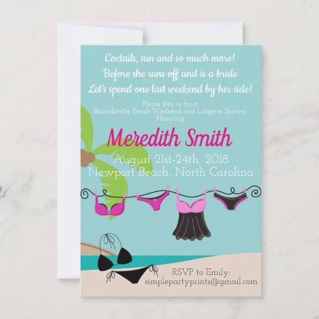 Beach Bachelorette Party Invitation (Front)