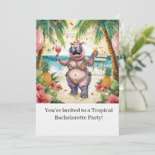 Beach Bachelorette Party Invitation for Hippo