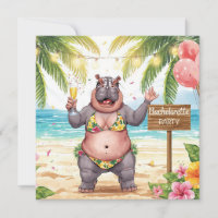 Beach Bachelorette Party Invitation for Hippo