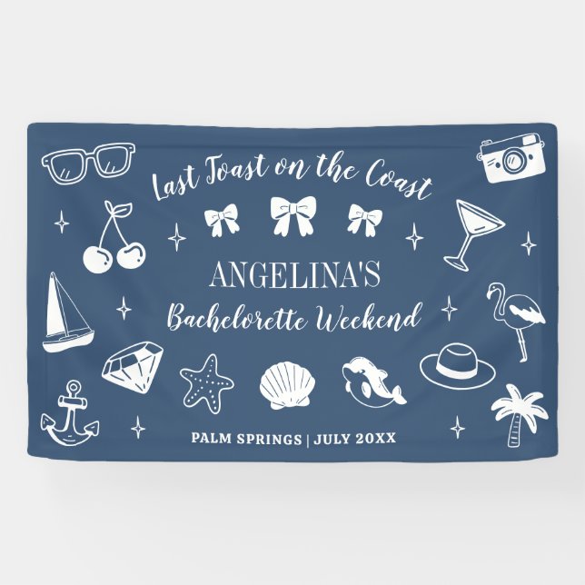 Beach Bachelorette Party Last Toast On The Coast Banner (Horizontal)