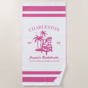 Beach Bachelorette Party Pink Custom Bridesmaid Beach Towel