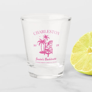 Beach Bachelorette Party Pink Custom Bridesmaid Shot Glass