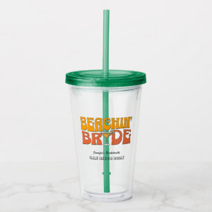 Beach Bachelorette Party Retro Beachin Bride Acrylic Tumbler