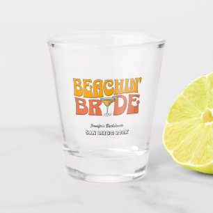 Beach Bachelorette Party Retro Beachin Bride Shot Glass