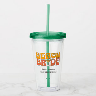 Beach Bachelorette Party Retro Groovy Beach Bride Acrylic Tumbler