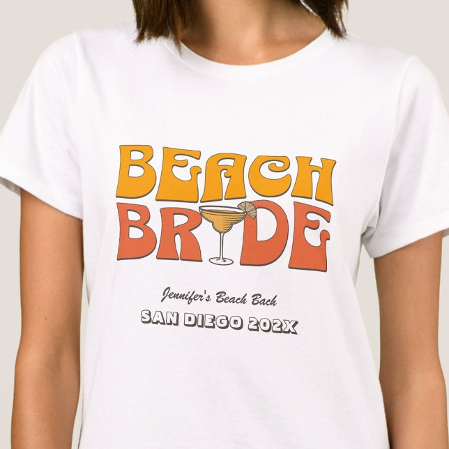 Beach Bachelorette Party Retro Groovy Beach Bride T-Shirt (Creator Uploaded)