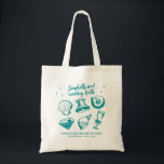 Beach Bachelorette Party Seashells Wedding Bells Tote Bag<br><div class="desc">Make a splash at your upcoming bachelorette party with this stunning beach bachelorette party personalised design. Whether you're celebrating a bach trip, a girls' vacation, or a best friends' engagement, this custom beach bachelorette party design is the perfect addition to your unforgettable getaway. Add a personal touch to your bachelorette...</div>