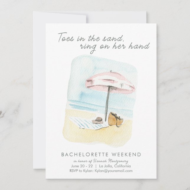  Beach Bachelorette Party Timeline Invitation (Front)