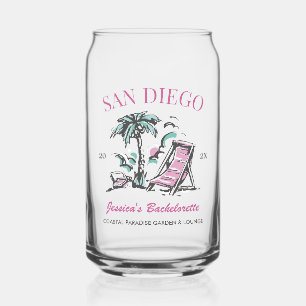 Beach Bachelorette Party Vintage Bridesmaid Custom Can Glass
